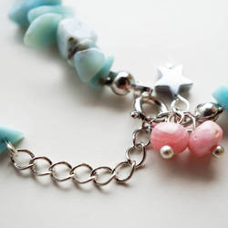 < 晴れやかブルー2024>ラリマー インカローズ ブレスレット Larimar bracelet B0038 2枚目の画像