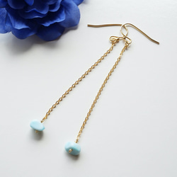 ラリマー シンプルロングピアス Lalimar simple long earrings P0059 1枚目の画像