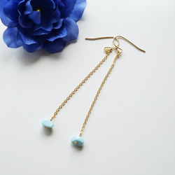 Larimar簡單長耳環 Lalimar simple long earrings P0059 第2張的照片