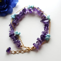 護身符紫水晶和Larimar手鍊 Amlet Amethyst&Larimar bracelet B0037 第2張的照片