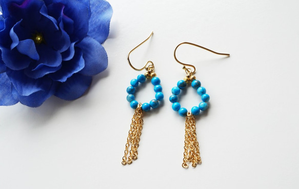 綠松石流蘇耳環 Turquoise frindge earrings P0058 第2張的照片