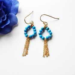 綠松石流蘇耳環 Turquoise frindge earrings P0058 第1張的照片