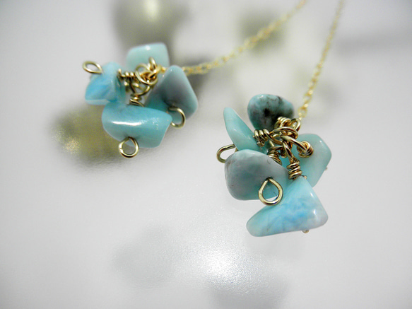 Love&Peace Larimar earrings  P0081 第3張的照片