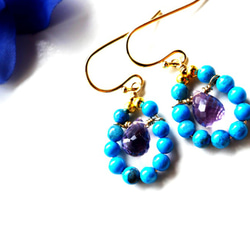 【完売次第終了】ターコイズ プチピアス Petit Turquoise earrings  P0055 1枚目の画像