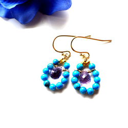 【完売次第終了】ターコイズ プチピアス Petit Turquoise earrings  P0055 2枚目の画像