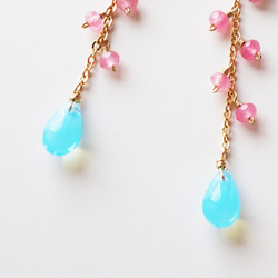 花卉園粉色和藍色耳環 Flower garden Pink&Blue earrings E0005 第3張的照片