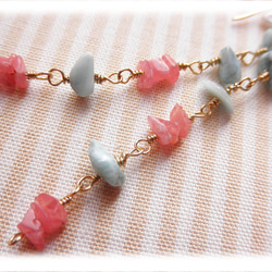 Rhodochrosite&Larimar earrings P0080 第1張的照片