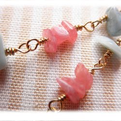 Rhodochrosite&Larimar earrings P0080 第2張的照片