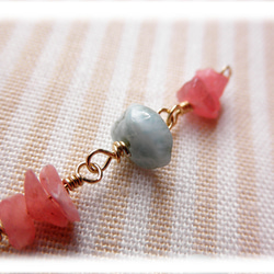 インカローズ＆ラリマー ピアス Rhodochrosite&Larimar earrings  P0080 3枚目の画像