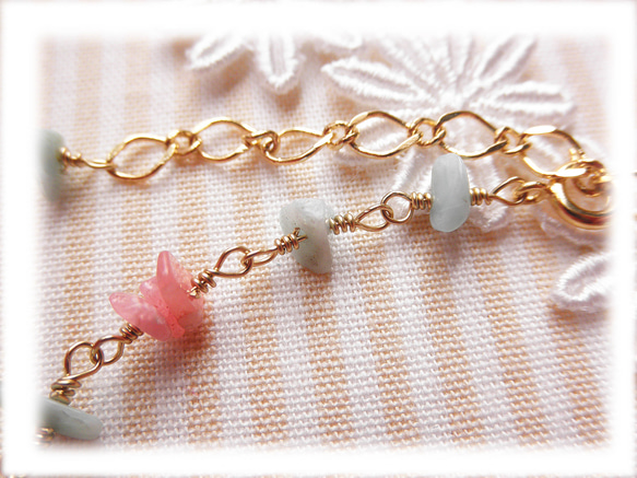 Rhodochrosite&Larimar bracelet B0053 第4張的照片