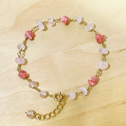 インカローズ＆ローズクォーツ ブレス Rhodochrosite&Rose Quartz bracelet B0052 1枚目の画像