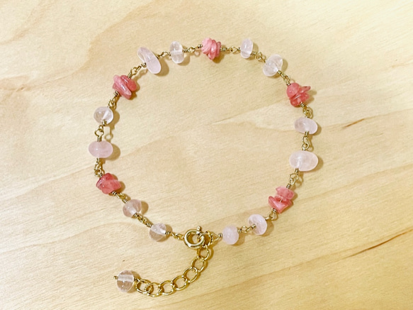 インカローズ＆ローズクォーツ ブレス Rhodochrosite&Rose Quartz bracelet B0052 1枚目の画像