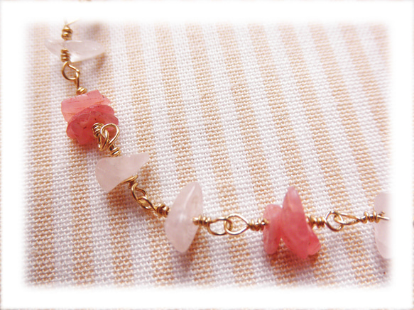 インカローズ＆ローズクォーツ ブレス Rhodochrosite&Rose Quartz bracelet B0052 3枚目の画像