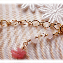 インカローズ＆ローズクォーツ ブレス Rhodochrosite&Rose Quartz bracelet B0052 2枚目の画像