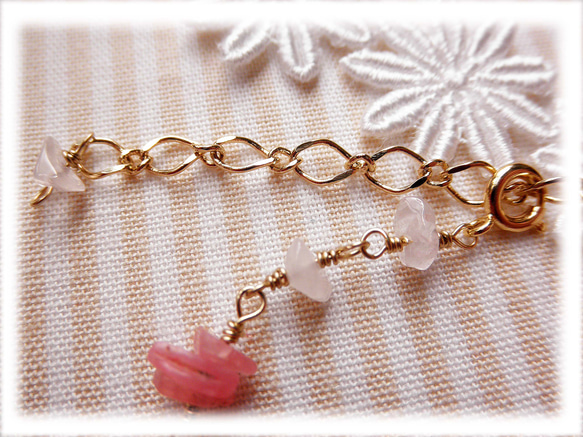 インカローズ＆ローズクォーツ ブレス Rhodochrosite&Rose Quartz bracelet B0052 2枚目の画像