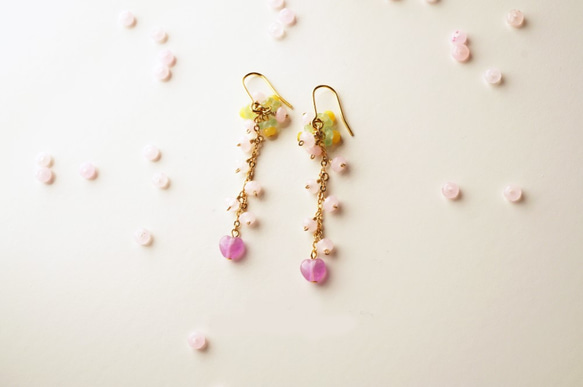 フラワーガーデンピアス Flower garden earrings P0020 3枚目の画像