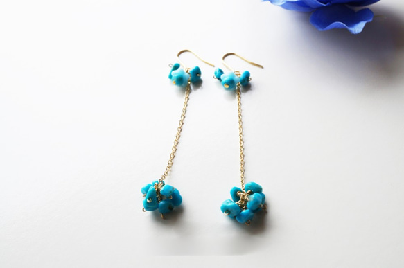 【18K変更可】ターコイズ ピアス Turquoise earrings P0018 1枚目の画像