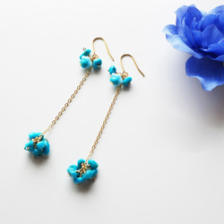 【18K変更可】ターコイズ ピアス Turquoise earrings P0018 2枚目の画像