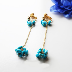 ターコイズ イヤリング A massive Turquoise earrings E0003 2枚目の画像