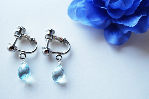 Sky Blue Topaz earrings E0002 第3張的照片