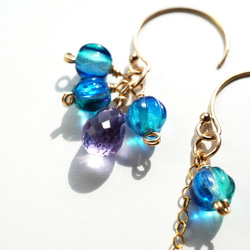 Aquan Purple double earrings(14kgf) P0053 第3張的照片