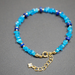 アパタイト＆ラピスラズリ ブレスレット Apatite & Lapis lazuli bracelet B0010 2枚目の画像