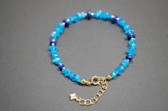 アパタイト＆ラピスラズリ ブレスレット Apatite & Lapis lazuli bracelet B0010 2枚目の画像