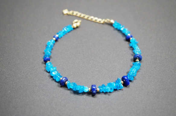 アパタイト＆ラピスラズリ ブレスレット Apatite & Lapis lazuli bracelet B0010 1枚目の画像
