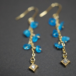 【18K変更可】宝石質ネオンブルーアパタイト ピアス Neonblue Apatite earrings P0014 3枚目の画像