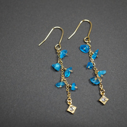 【18K変更可】宝石質ネオンブルーアパタイト ピアス Neonblue Apatite earrings P0014 1枚目の画像