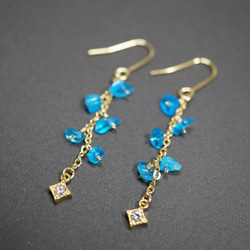 【18K変更可】宝石質ネオンブルーアパタイト ピアス Neonblue Apatite earrings P0014 2枚目の画像