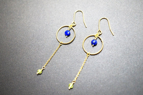 ラピスラズリ ピアス Lapis Lazuli earrings P0013 4枚目の画像