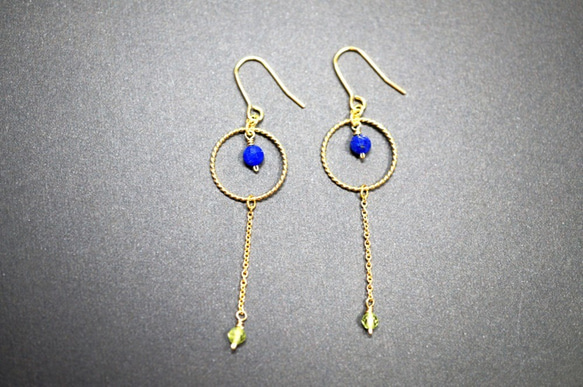 ラピスラズリ ピアス Lapis Lazuli earrings P0013 5枚目の画像