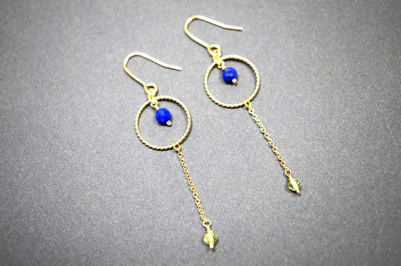 ラピスラズリ ピアス Lapis Lazuli earrings P0013 6枚目の画像