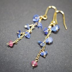 寶石品質坦桑石和粉紅玉 Tanzanite&Pink Jade earrings  P0012 第1張的照片