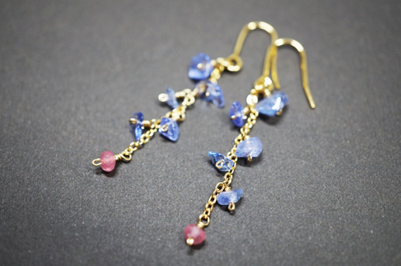 寶石品質坦桑石和粉紅玉 Tanzanite&Pink Jade earrings  P0012 第1張的照片