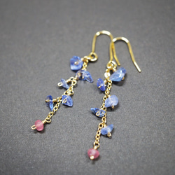 寶石品質坦桑石和粉紅玉 Tanzanite&Pink Jade earrings  P0012 第2張的照片