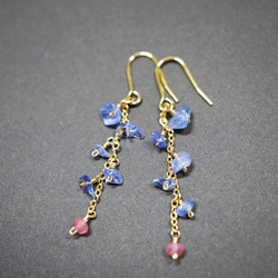 寶石品質坦桑石和粉紅玉 Tanzanite&Pink Jade earrings  P0012 第3張的照片