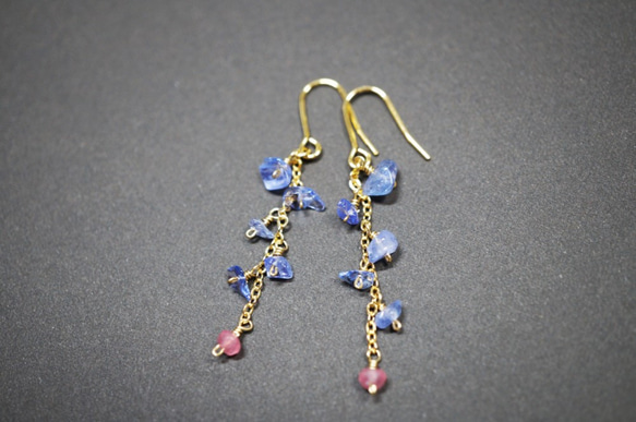 寶石品質坦桑石和粉紅玉 Tanzanite&Pink Jade earrings  P0012 第3張的照片