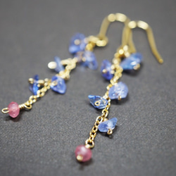 寶石品質坦桑石和粉紅玉 Tanzanite&Pink Jade earrings  P0012 第4張的照片