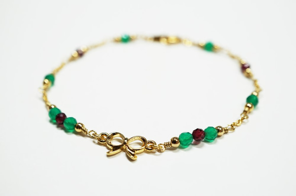 Onyx&Garnet Sweet bracelet B0007 第4張的照片