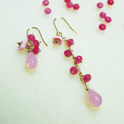 粉紅色的翡翠耳環寶石耳環 Pink Jadeite earrings  P0010 第2張的照片