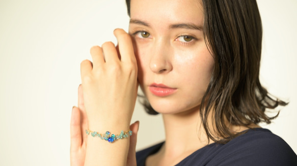 【14kgf変更可】宝石質 シーブルー ブレスレット Sea Blue Bracelet B0056 2枚目の画像