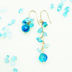 【18K変更可】宝石質シーブルーピアス Sea Blue color earrings P0009 1枚目の画像