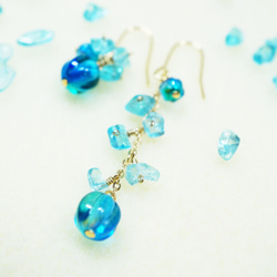 【18K変更可】宝石質シーブルーピアス Sea Blue color earrings P0009 3枚目の画像