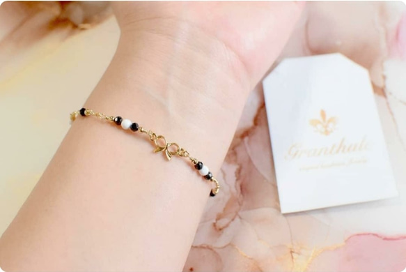 Black Spinel Monotone Bracelet B0004 第1張的照片