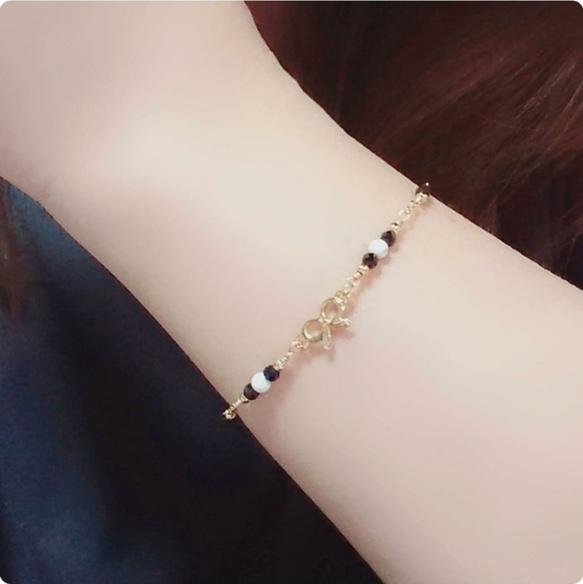 Black Spinel Monotone Bracelet B0004 第2張的照片