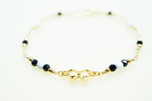 Black Spinel Monotone Bracelet B0004 第4張的照片