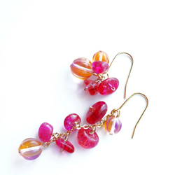 Pink color Crystal "CoroCoro"earrings P0007 第2張的照片