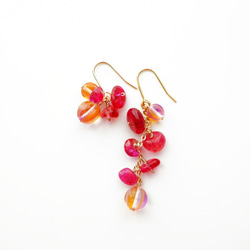 Pink color Crystal "CoroCoro"earrings P0007 第3張的照片